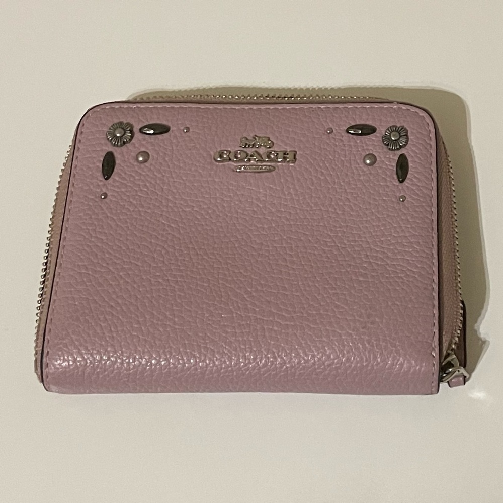 Coach Purple Leather Zip Around Wallet
